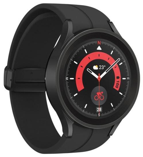 Samsung Galaxy Watch 5 Pro LTE 45 mm, Handtassen en Accessoires, Smartwatches, Gebruikt, Android, Zwart, Afstand, Calorieverbanding