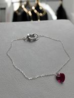 Armband robijn hart zilver 925, Handtassen en Accessoires, Armbanden, Ophalen of Verzenden, Zo goed als nieuw, Met edelsteen, Rood