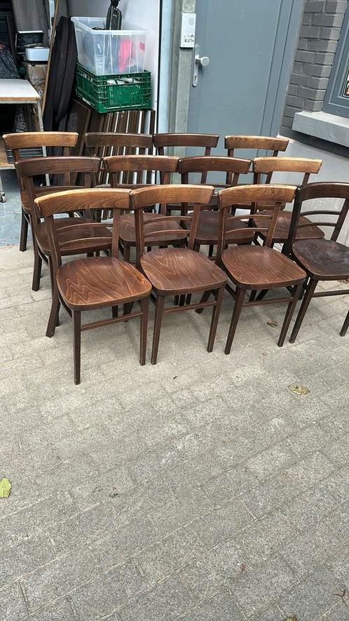 Lot cafestoelen, Huis en Inrichting, Stoelen, Gebruikt, Vijf, Zes of meer stoelen, Hout, Bruin, Ophalen