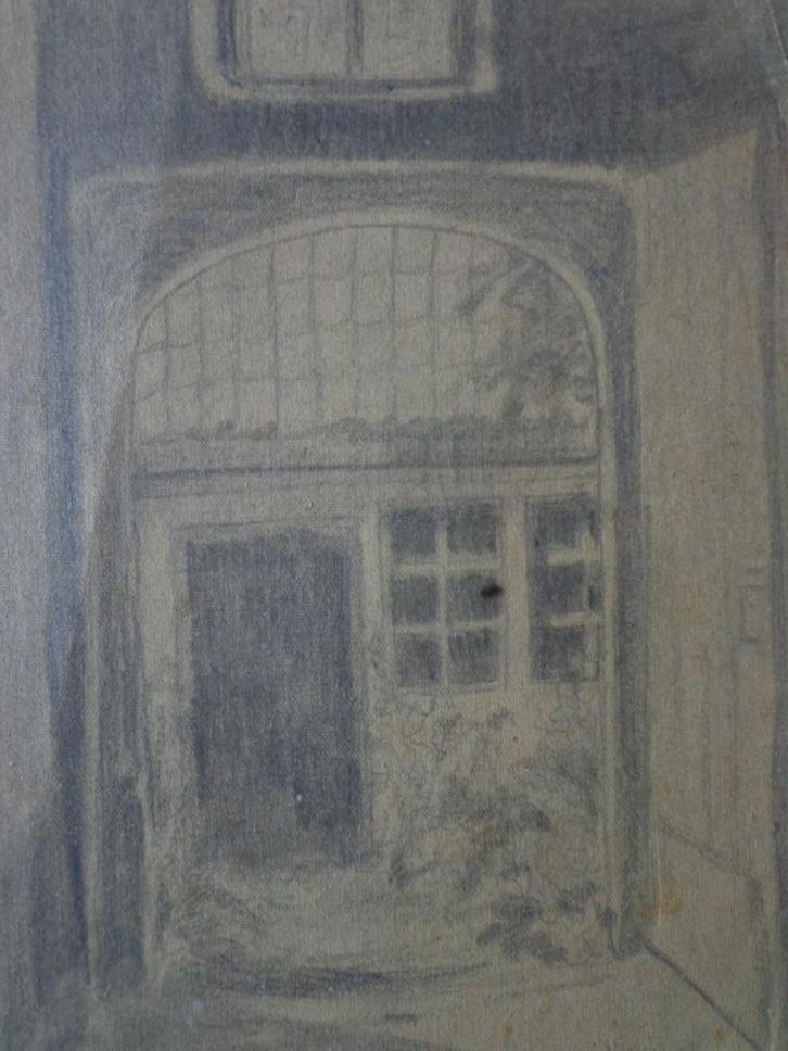 19de eeuwse tekening in potlood Poortjes De Baerdemaker, Antiek en Kunst, Kunst | Tekeningen en Fotografie, Ophalen of Verzenden