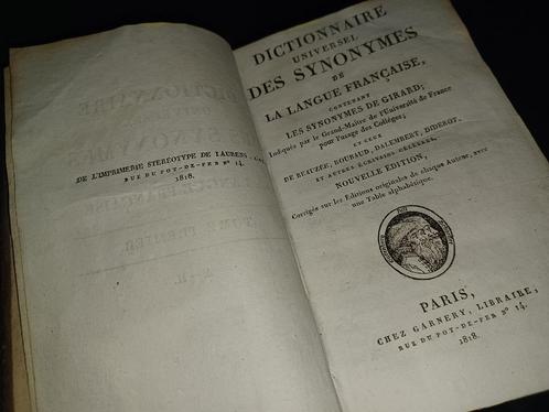 Dictionnaire des synonymes de la langue française - 1818, Antiquités & Art, Antiquités | Livres & Manuscrits, Enlèvement ou Envoi