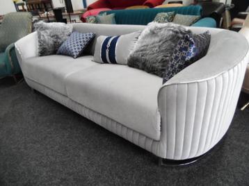 Chesterfield 3+2 Zits Grijs Velvet Stof Lounge Bankstel, Huis en Inrichting, Ophalen, Driepersoons, 75 tot 100 cm, Zo goed als nieuw