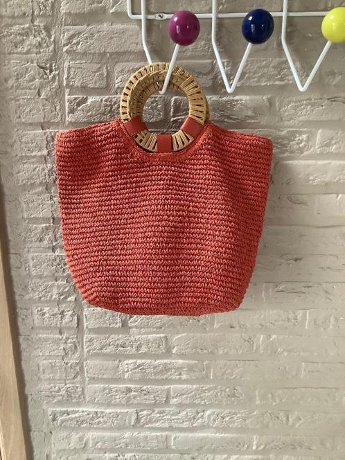Talbots, handtas , shopper met houten handvat, Handtassen en Accessoires, Tassen | Damestassen, Handtas, Oranje, Ophalen of Verzenden