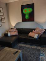 Lederen zetel met longchair, Huis en Inrichting, Ophalen