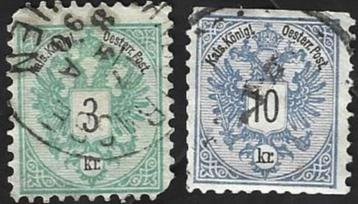 2 Postzegels Oostenrijk 1883 Dubbelkoppige adelaar beschikbaar voor biedingen