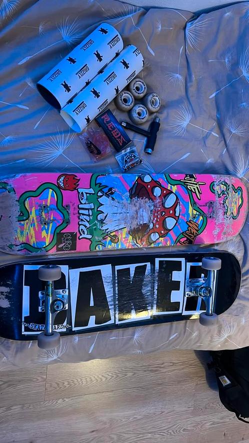 skateboard en toebehoren (zie beschrijving), Sport en Fitness, Skateboarden, Skateboard, Ophalen