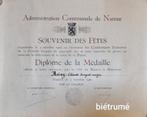 Diplôme de la médaille ville de Namur