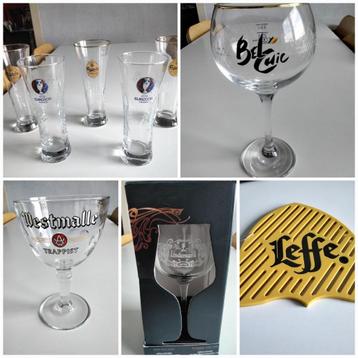 Set bierglazen CARLSBERG/WESTMALLE/BEL CHIC/LINDEMANS  beschikbaar voor biedingen