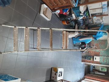 Trapladder in metaal met 5 houten treden, Doe-het-zelf en Bouw, Ladders en Trappen, Ophalen