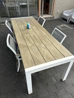 Tuintafel incl 4 stoelen, Ophalen, Gebruikt, Rechthoekig, Metaal
