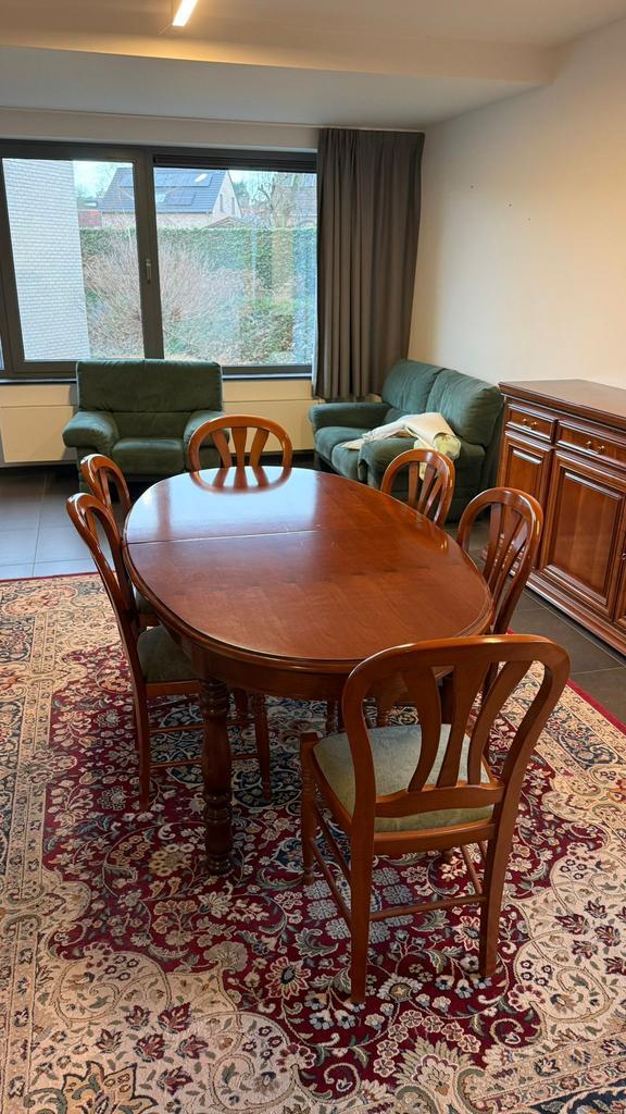 Klassieke dressoir, eettafel en 6 stoelen in rood kerselaar, Huis en Inrichting, Complete eetkamers, Zo goed als nieuw, Ophalen