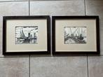 Twee pentekeningen,kader 33 cm x27 cm, Antiek en Kunst, Kunst | Tekeningen en Fotografie, Ophalen of Verzenden