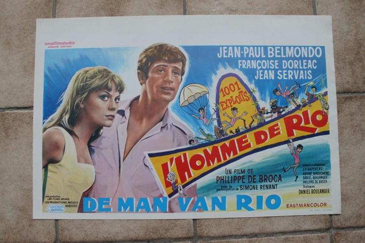 filmaffiche: Jean-Paul Belmondo l'homme de Rio filmposter, Verzamelen, Posters, Zo goed als nieuw, Film en Tv, A1 t/m A3, Rechthoekig Liggend