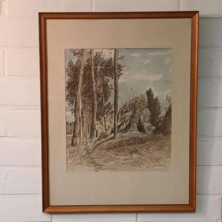 Juliaan Severin (1888-1975) - aquarel - Boerenlandschap, Antiek en Kunst, Kunst | Schilderijen | Klassiek, Ophalen