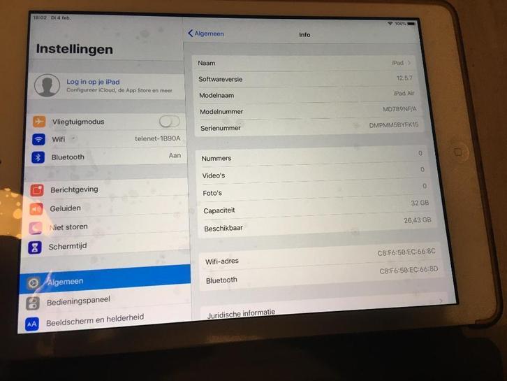 ipad Air1 ( 32Gb ), Computers en Software, Apple iPads, Zo goed als nieuw, Apple iPad Air, Wi-Fi, 32 GB, Ophalen of Verzenden