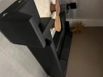 Zwart lederen zetel, Huis en Inrichting, Ophalen, Gebruikt, Overige maten, Hoekbank