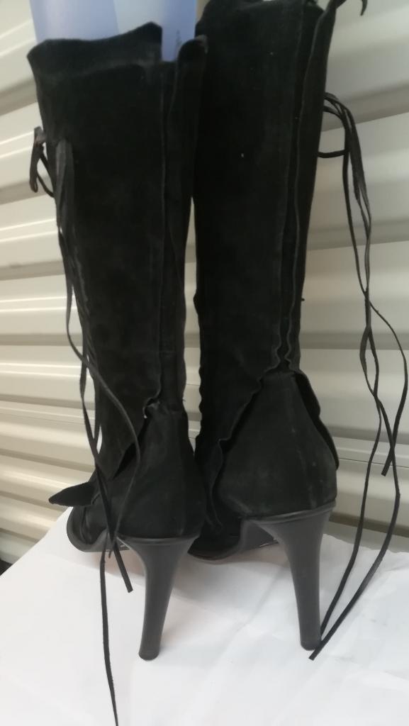 187B* VERO Gomma - jolies bottes noires tout cuir (40), Hoge laarzen, Verzenden, Zwart, Gedragen