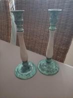 2 kandelaars 23cm hoog in ijzer en hout, Huis en Inrichting, Woonaccessoires | Kandelaars en Kaarsen, Ophalen of Verzenden, Hout