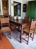 massieve keukentafel + 4 stoelen, Antiek en Kunst, Ophalen