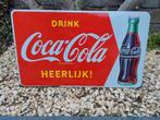 Emaille Reclamebord Bord Coca Cola Heerlijk Langcat Bussum, Ophalen of Verzenden, Zo goed als nieuw, Reclamebord