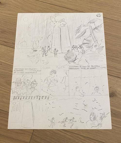 Dick Briel originele pagina tekening Professor Palmboom, Boeken, Stripverhalen, Nieuw, Verzenden