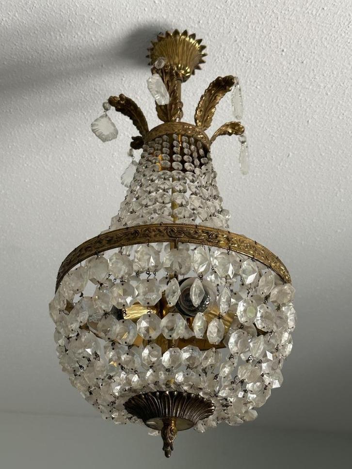 Antieke luchtballonkroonluchter met kwastjes, Antiek en Kunst, Antiek | Verlichting, Ophalen