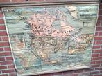 Zeer  oude  schoolkaart  van  noord  amerika 1912, Antiek en Kunst, Antiek | Schoolplaten, Ophalen of Verzenden