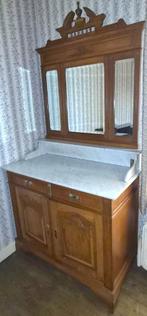 Antieke eikenhouten spoelbak met afgeschuinde spiegels, Ophalen