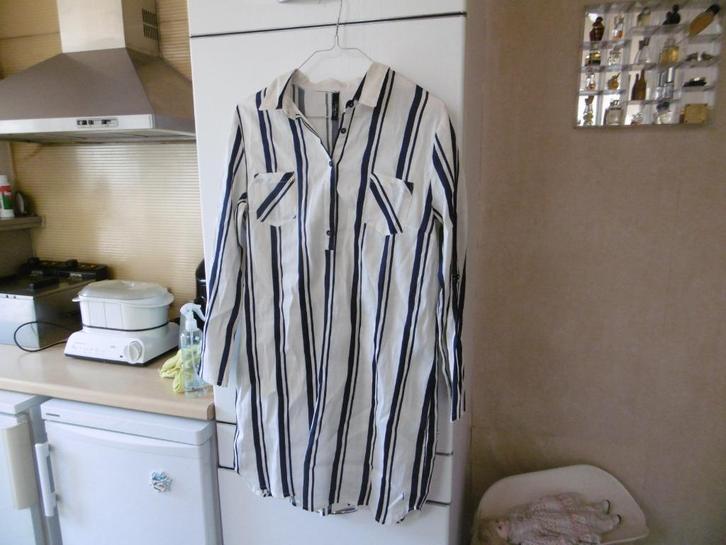 kledij dames lange bloes/kleed 46 "bleu bay" wit/blauw, Kleding | Dames, Blouses en Tunieken, Zo goed als nieuw, Maat 46/48 (XL) of groter