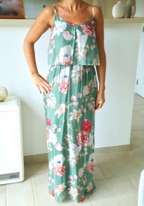 Prachtig lang voile kleed - bloemen, Kleding | Dames, Jurken, Nieuw, Maat 36 (S), Onder de knie, Ophalen of Verzenden