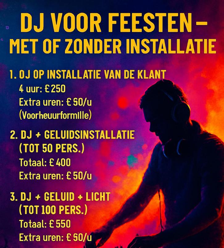 DJ voor feesten – met of zonder installatie, Contacts & Messages, Événements