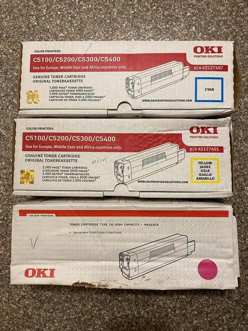 OKI laserprinter cartridges - Alle 3 de Kleuren, Computers en Software, Printerbenodigdheden, Zo goed als nieuw, Cartridge, Ophalen of Verzenden