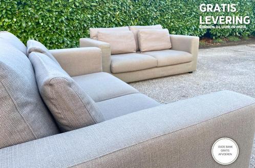 GRATIS LEVERING HEEL BE Taupe VIP 2x2,5zits Stoffen Bankstel, Huis en Inrichting, Zetels | Zetels, Zo goed als nieuw, Rechte bank