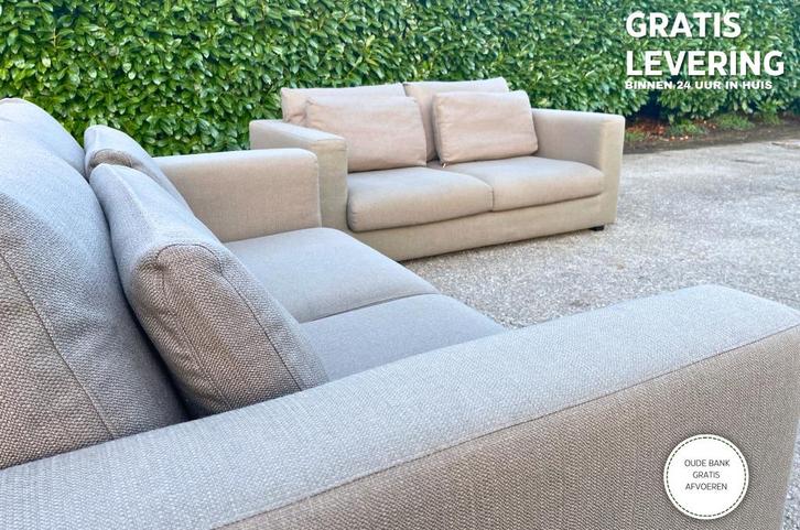 GRATIS LEVERING HEEL BE Taupe VIP 2x2,5zits Stoffen Bankstel, Huis en Inrichting, Zetels | Zetels, Zo goed als nieuw, Rechte bank