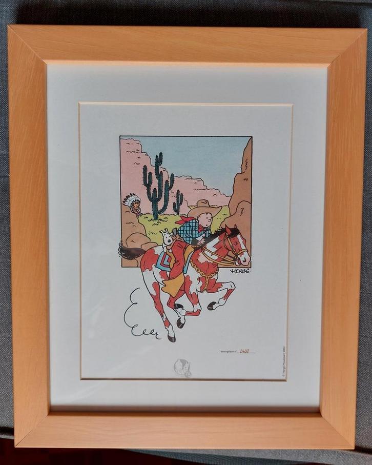 TINTIN serigraphie origonal sous cadre numérotée sur 1000 EX, Antiquités & Art, Art | Lithographies & Sérigraphies, Enlèvement ou Envoi