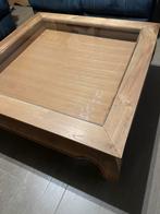 Table de salon style opium en teck avec tiroir vitré 1mx1m, Huis en Inrichting, Tafels | Salontafels, Ophalen, Gebruikt, Opium