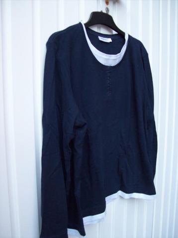 Blauwe blouse / shirt met witte afboording mt XL beschikbaar voor biedingen