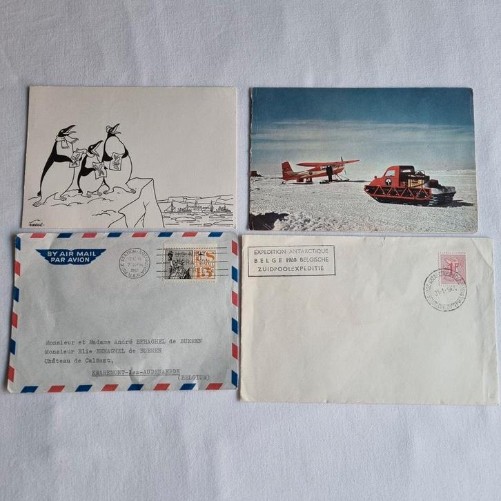 2 Cartes Voeux Expédition Antarctique Belge 1960/61 - TBE, Antiek en Kunst, Antiek | Overige Antiek, Ophalen