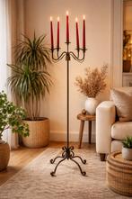 Grote vintage smeedijzeren vloerkandelaar – 5 armen – 136 cm, 75 cm ou plus, Brun, Enlèvement, Utilisé