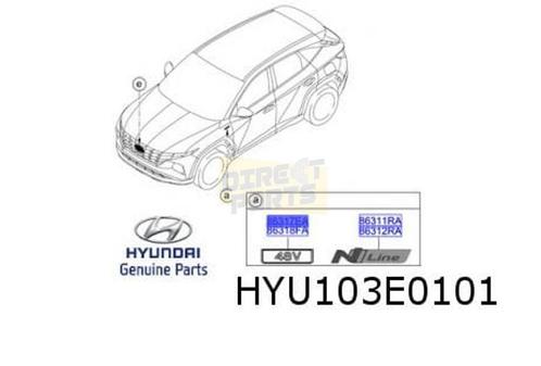 Hyundai embleem tekst "48V" op voorscherm Links Origineel! 8, Auto-onderdelen, Carrosserie, Spatbord, Hyundai, Nieuw, Verzenden