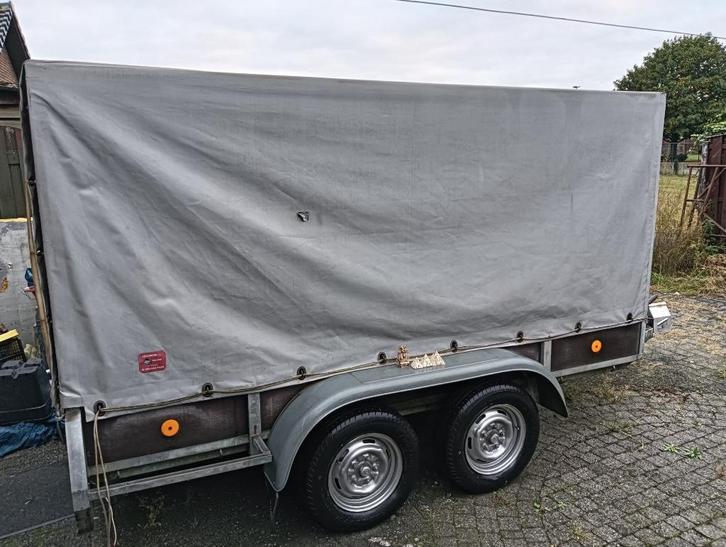 Geremde dubbelasser met afneembare huif - Anssems, Auto diversen, Aanhangers en Bagagewagens, Zo goed als nieuw, Ophalen