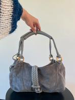 Delvaux eugene grey suede woven shoulder bag, Ophalen, Gebruikt, Grijs