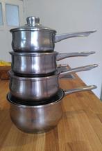 set de 4 casseroles en acier inoxydable, Ophalen of Verzenden, Gebruikt, Overige materialen, Pannenset