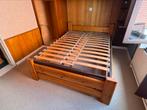 Stevig bed met verstelbare lattenbodem (140-180cm), Huis en Inrichting, Slaapkamer | Bedden, Ophalen, Gebruikt, Bruin, Tweepersoons