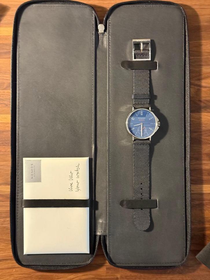 Nomos AHOI Neomatik speciale editie Blue Bucherer, Handtassen en Accessoires, Horloges | Heren, Zo goed als nieuw, Polshorloge