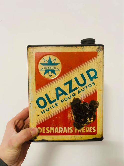 Bidon d’huile Olieblik olie blik oil can Olazur Azur vintage, Verzamelen, Merken en Reclamevoorwerpen, Ophalen of Verzenden