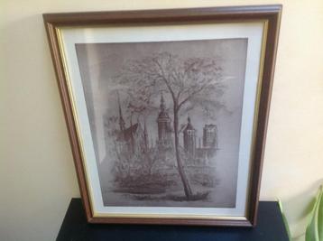 pentekening van kunstschilder Tahon  " Veurne" 1979, Antiek en Kunst, Kunst | Schilderijen | Klassiek, Ophalen