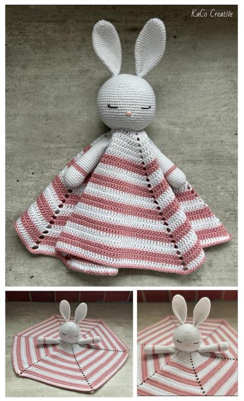 Knuffeldoekje ‘Konijn’ Pink (Handmade - Gehaakt), Hobby & Loisirs créatifs, Tricot & Crochet, Neuf, Crochet, Enlèvement ou Envoi