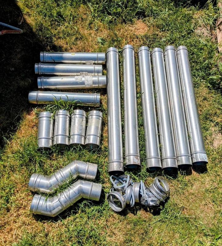 Tubage INOX rigide simple paroi Ø100 Pellet/Bois/Fuel, Doe-het-zelf en Bouw, Verwarming en Radiatoren, Zo goed als nieuw