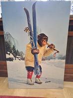 Poster aap met ski's, Dier of Natuur, Gebruikt, Rechthoekig Staand, Ophalen